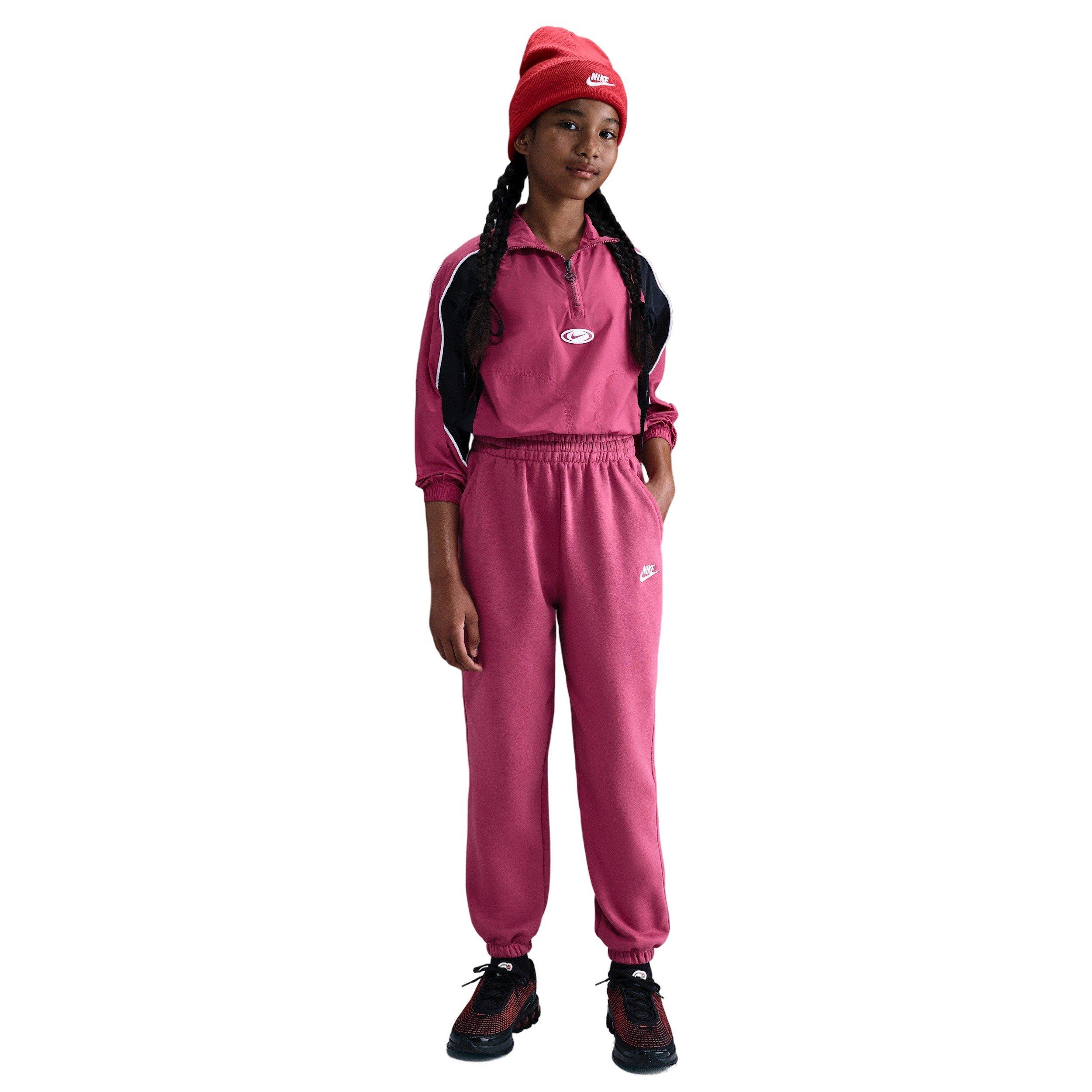 Nike Big Girls' Sportswear Club Fleece Loose Sweatpants - Beet Pink - BEET PINK